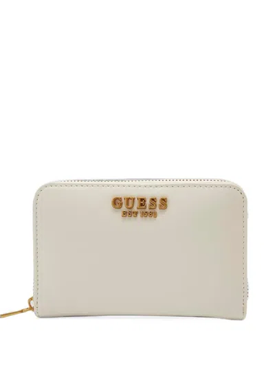 Guess Usa Medium Laurel Zip-around Wallet In White