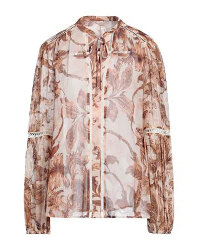 Guess Woman Shirt Brown Size L Polyester