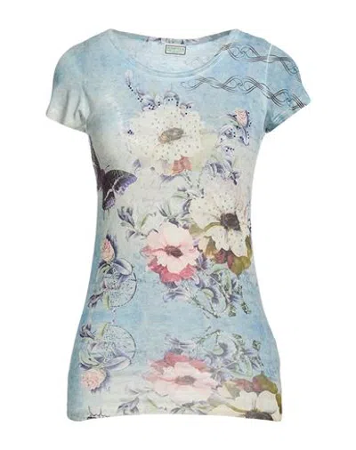 Guess Woman T-shirt Light Blue Size S Cotton, Polyester