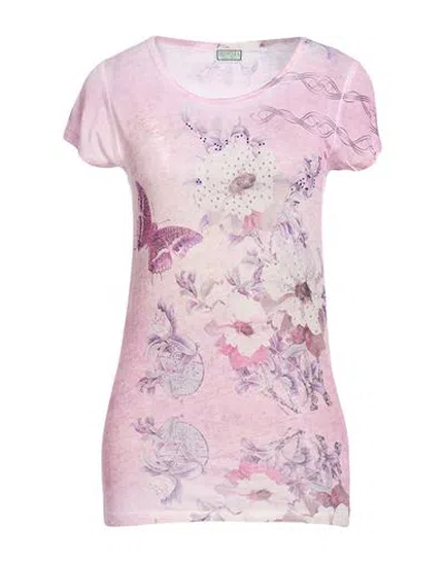 Guess Woman T-shirt Lilac Size S Cotton, Polyester In Pink