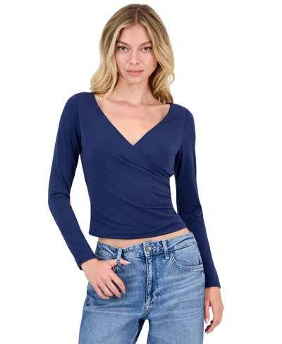 Guess Women's Harper V-neck Long-sleeve Surplice Top In Blue