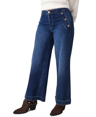 Guess Women's Lizie Mid-rise Wide-leg Ankle Jeans In Blue