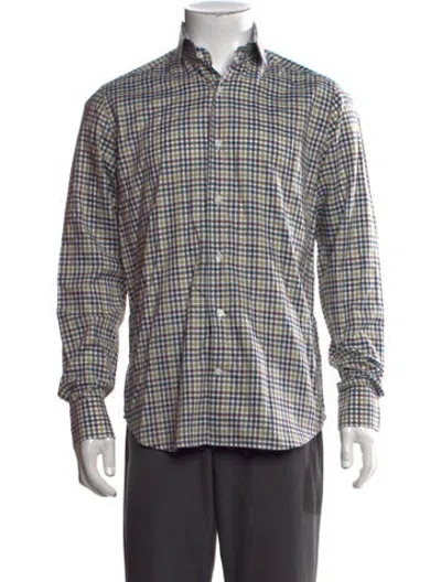 Pre-owned Guglielminotti Plaid Print Long Sleeve Dress Shirt In Multicolor