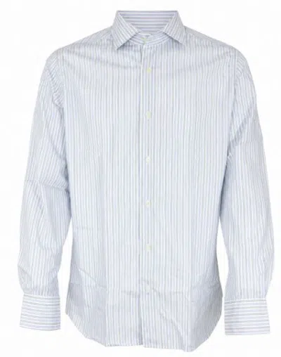 Guglielminotti Striped Spread Collar Shirt In Blue