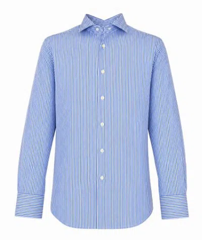 Guglielminotti Striped Spread Collar Shirt In Blue