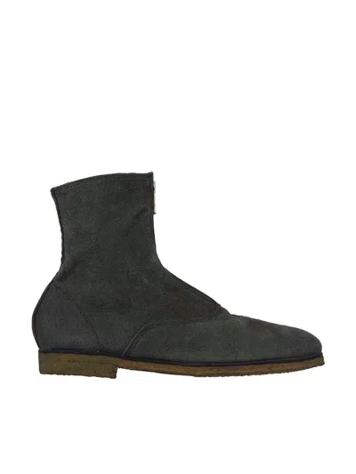 Guidi Linen Boots With Front Zip In Black
