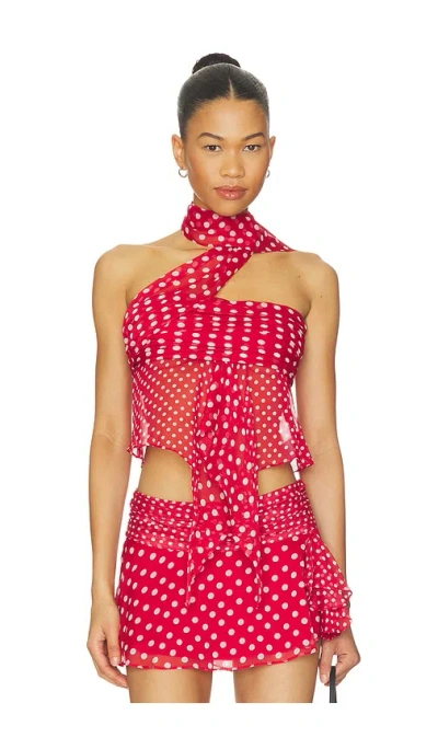 Guizio Chiffon Wrap Top In Red Love