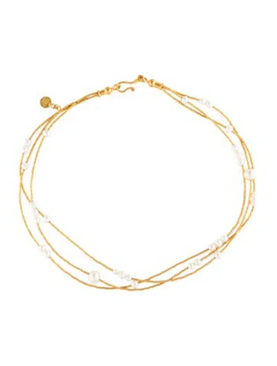 Pre-owned Gurhan 23k Pearl Multistrand Necklace, 16" In Multicolor