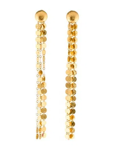 Pre-owned Gurhan 24k Hammered Disc Drop Earrings In Multicolor
