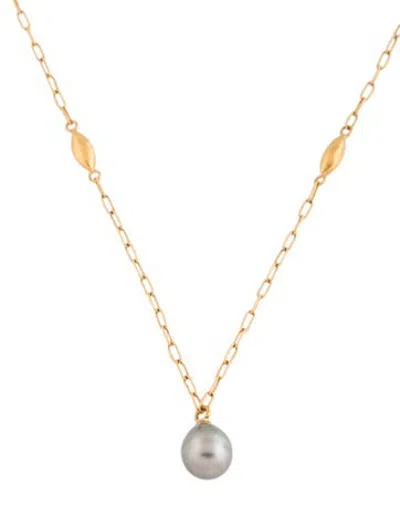 Pre-owned Gurhan 24k Pearl Pendant Necklace, 16.5" In Multicolor
