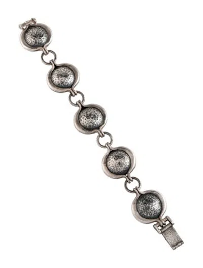 Pre-owned Gurhan Hammered Amulet Link Bracelet, 6.5" In Multicolor