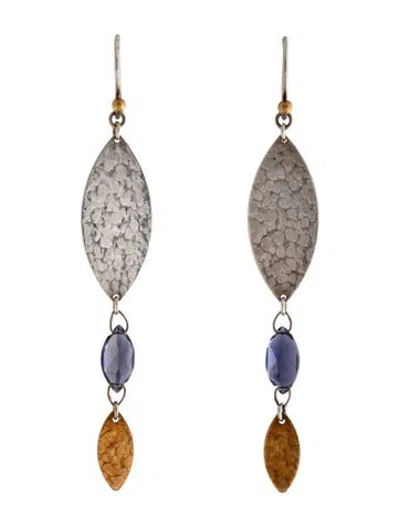Pre-owned Gurhan Two-tone 1.64ctw Iolite Drop Earrings In Multicolor