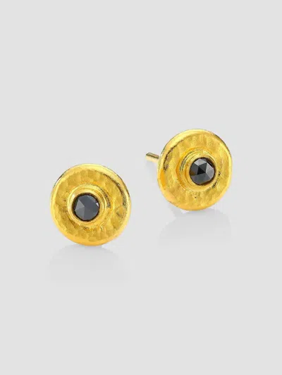 Gurhan Women's Rain 24k Yellow Gold & Black Diamond Stud Earrings