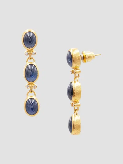 Gurhan Women's Rune 24k Yellow Gold, Blue Sapphire, & 0.144 Tcw Diamond Drop Earrings