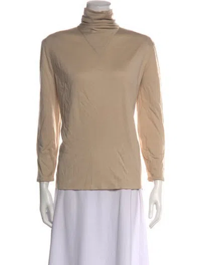 Pre-owned Guy Laroche Turtleneck Long Sleeve Top In Neutrals