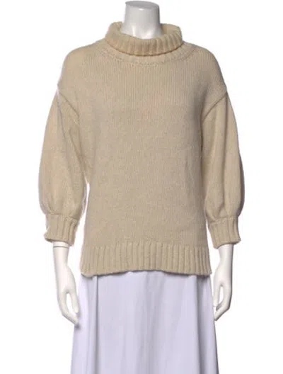 Pre-owned Gwyn Virgin Wool Turtleneck Sweater In Neutrals