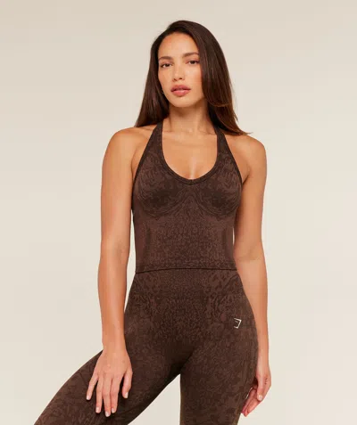 Gymshark Adapt Animal Tank Top With Shelf In Brown