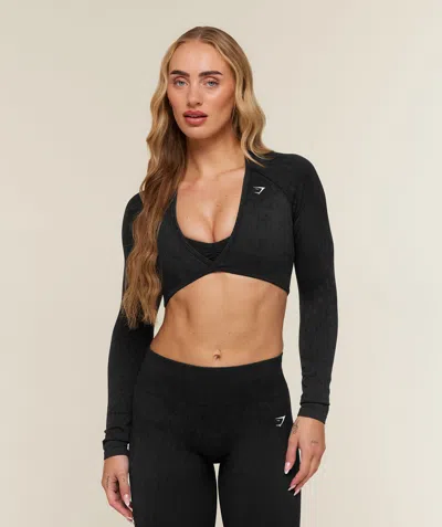 Gymshark Adapt Animal X Whitney Long Sleeve Crop Top In Black