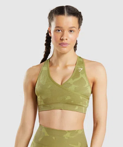 Gymshark Adapt Camo Seamless Sports Bra In Green