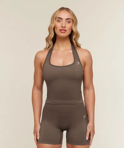 Gymshark Adapt Solid Halter Neck Tank In Brown