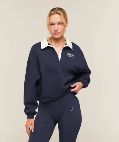 Gymshark Cosy Luxe Campus Polo Sweatshirt In Blue