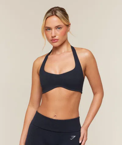 Gymshark Cottonmove™ Halterneck Sports Bra In Blue