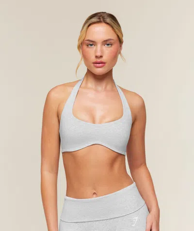 Gymshark Cottonmove™ Halterneck Sports Bra In Gray