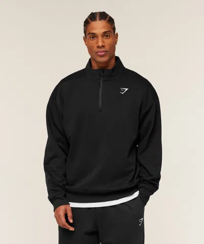Gymshark Crest Oversized 1/4 Zip In Black