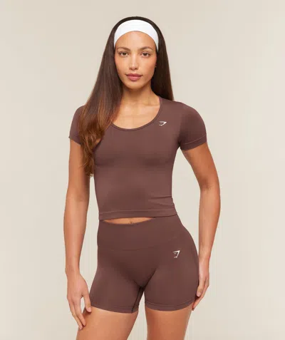 Gymshark Everyday Seamless Tight Fit Crew Neck Tee In Brown