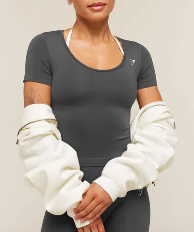 Gymshark Everyday Seamless Tight Fit Crew Neck Tee In Gray