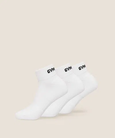 Gymshark Gs Jacquard Quarter Socks 3pk In White