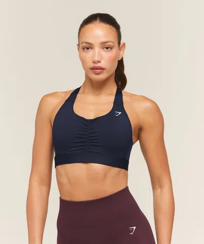 Gymshark High Support Ruched Sports Bra In Blue