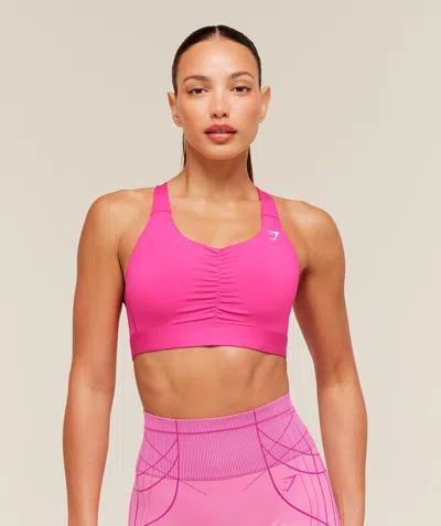 Gymshark High Support Ruched Sports Bra In Pink