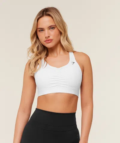 Gymshark High Support Ruched Sports Bra In White