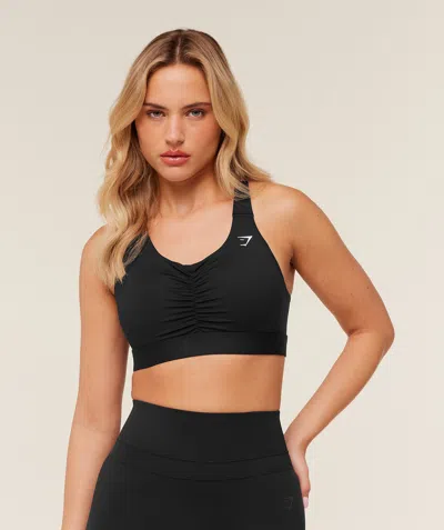 Gymshark High Support Ruched Sports Bra In Black