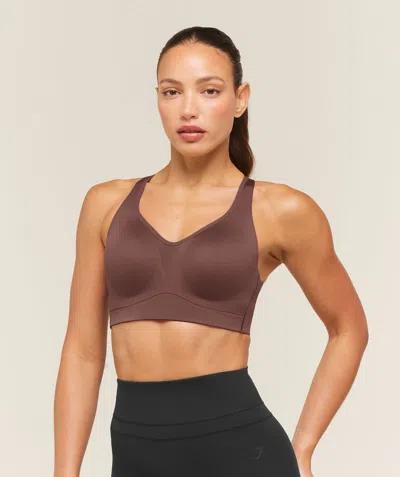 Gymshark High Support V-neck Sports Bra In Brown
