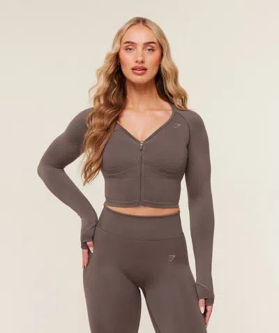 Gymshark Lift Seamless Jacket In Brown