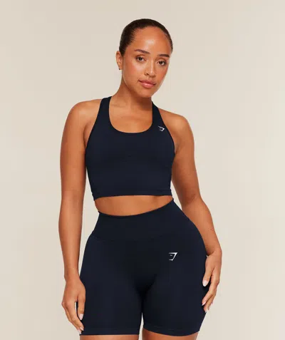 Gymshark Lift Seamless Midi Tank With Shelf In Blue