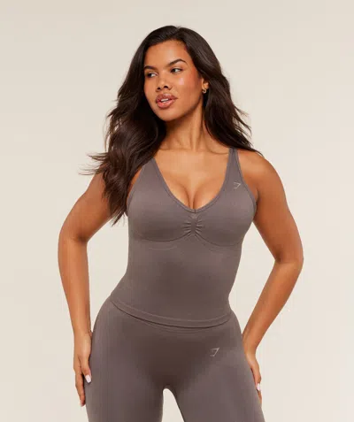 Gymshark Lift Seamless Tank With Shelf In Brown