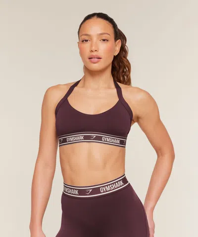 Gymshark Light Support Halter Neck Logo Sports Bra In Brown