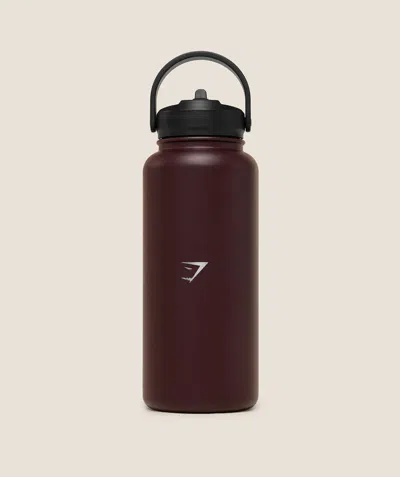 Gymshark Metal Insulated Straw Bottle 1l In Burgundy