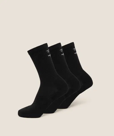 Gymshark Performance Crew Socks 3pk In Black