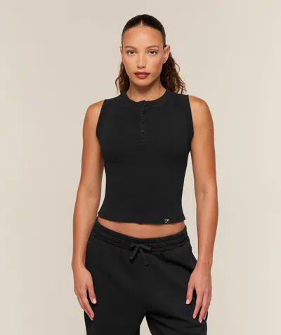 Gymshark Power Washed Ribbed Henley Tank In Black