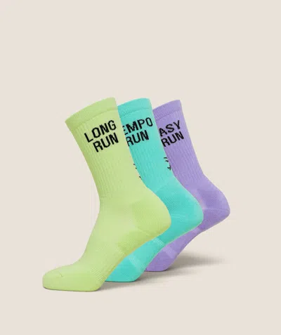Gymshark Running Graphic Performance Crew Sock 3pk In Green