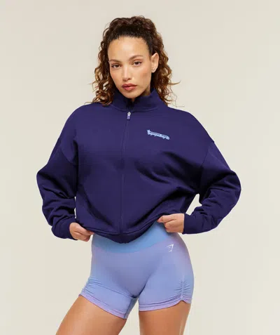 Gymshark Script Embroidery Full Zip Jacket In Purple