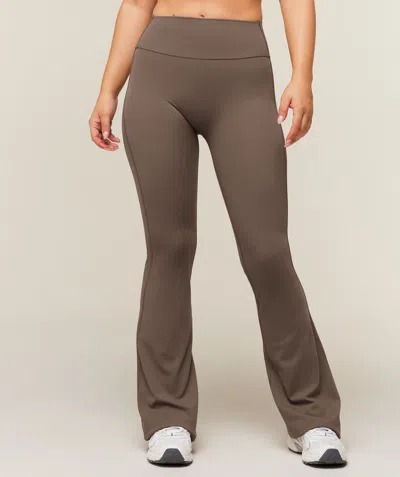 Gymshark Shape Bonded Flared Short Leggings In Brown