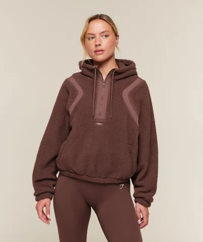 Gymshark Sherpa 1/4 Zip Jacket In Brown