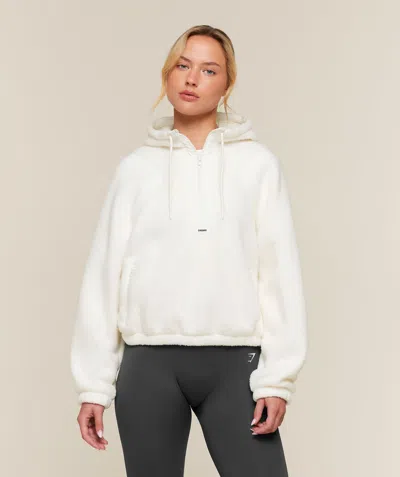 Gymshark Sherpa 1/4 Zip Jacket In White