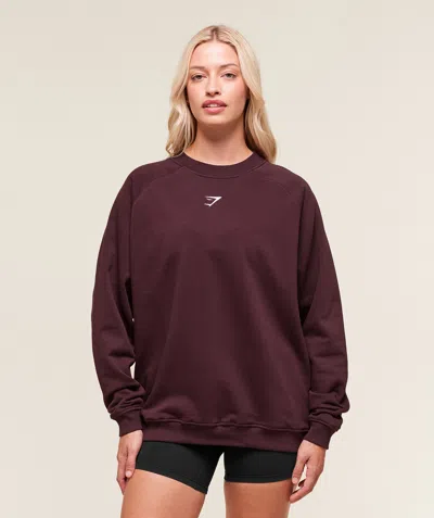 Gymshark Training Oversized Fleece Sweatshirt In Burgundy