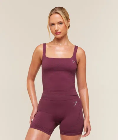 Gymshark Vital Seamless Tank With Shelf In Burgundy